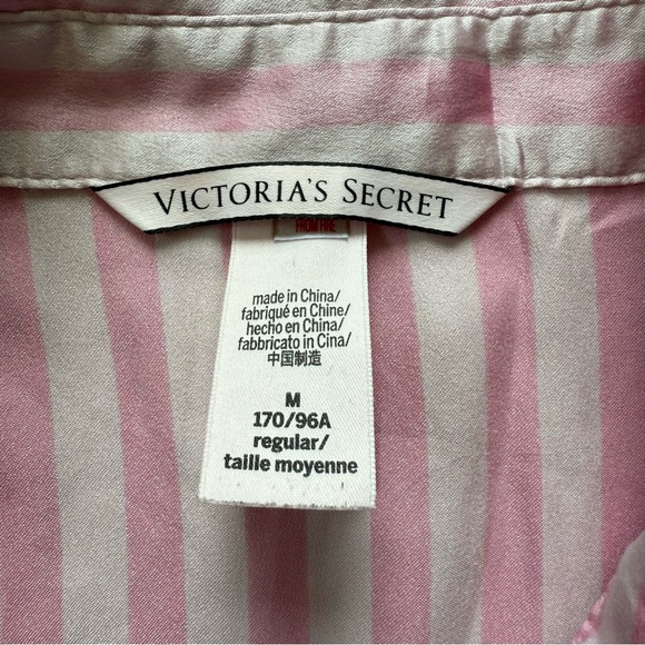 Victoria’s Secret Pink Satin Striped Pajama Top Women’s Size Medium - Picture 4 of 14